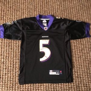 Kids Rebook Stitched #5 Joe Flacco Blk Jersey sz S